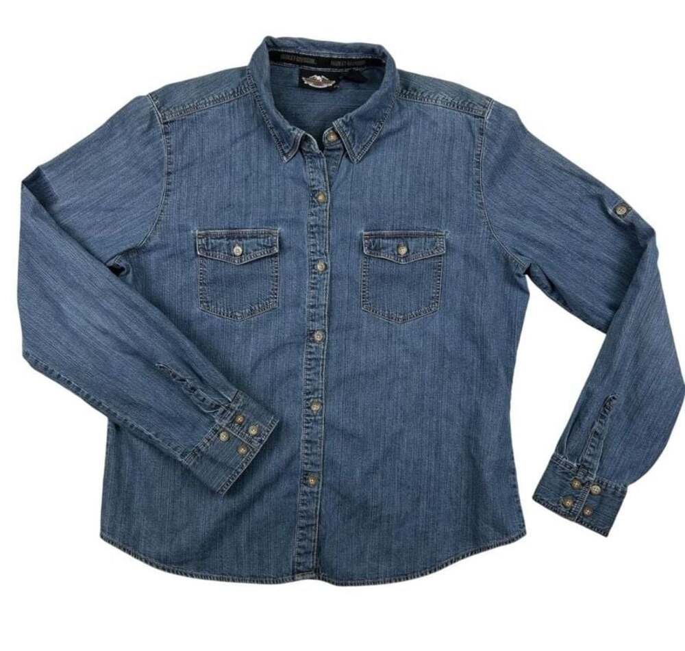 Harley-Davidson Women's Button-Front Long-Sleeve Denim Shirt
